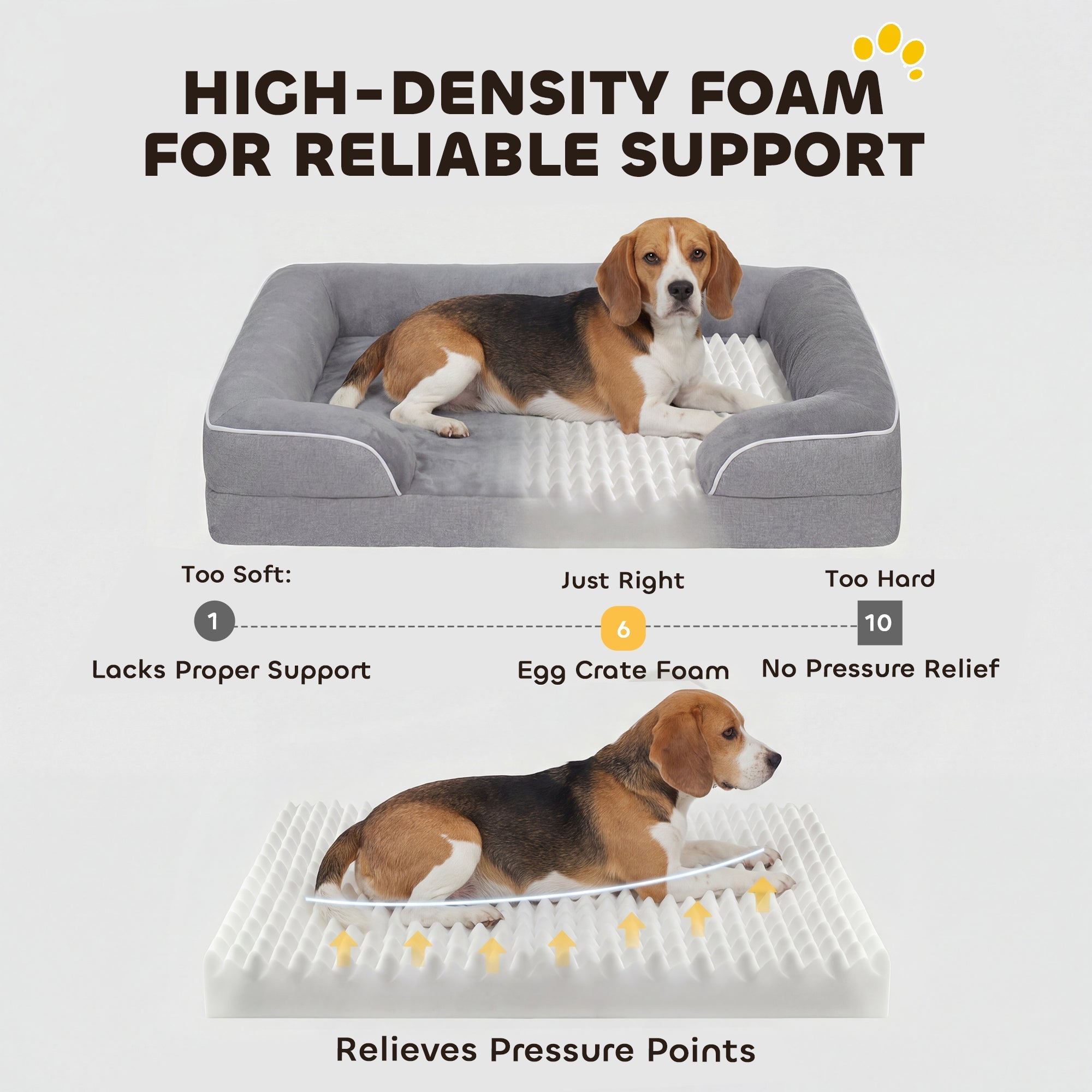 Gray pawhut dog sofa bed with supportive egg crate gel memory foam and washable removable cover for pets
