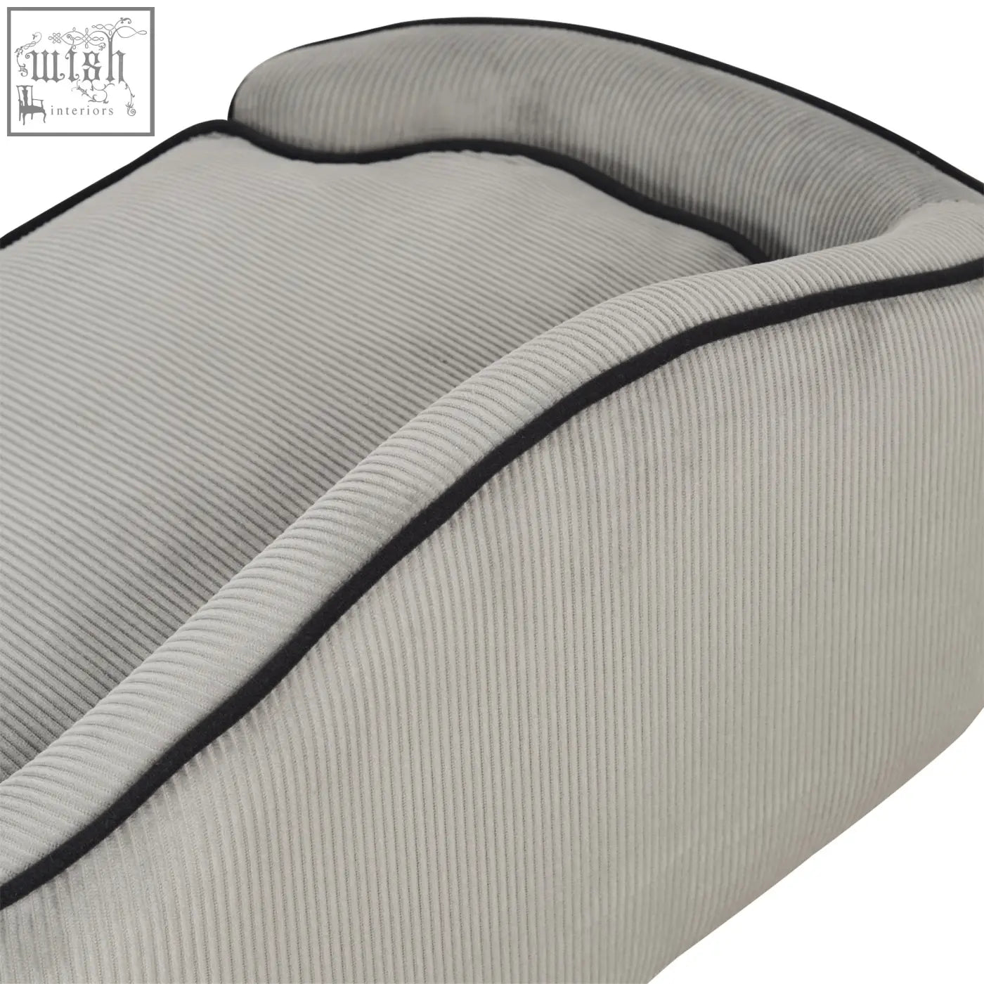 Gray corduroy pawhut pet sofa with black piping wooden frame and soft cushion for xs and s size dogs