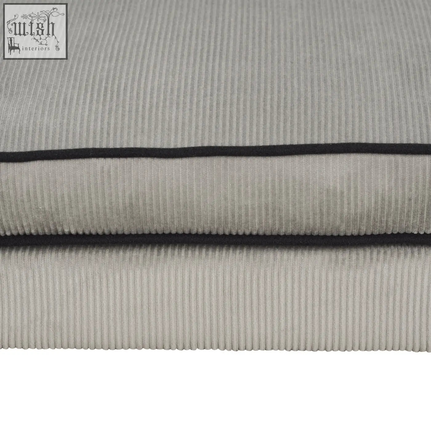 Gray corduroy pet sofa cushion with black piping and soft cushion for small dogs and cats by PawHut