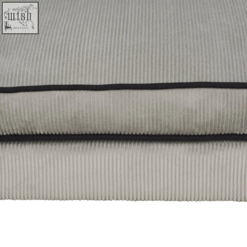 Gray corduroy pet sofa cushion with black piping and soft cushion for small dogs and cats by PawHut