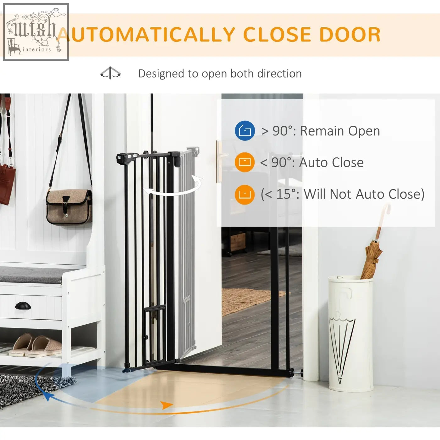 Black pawhut extra tall pet gate with cat door and adjustable bars fits 74 to 101cm wide doorways