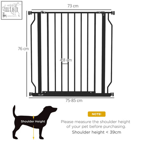 Pawhut extra wide black metal safety gate with vertical bars and adjustable width for doorways and staircases