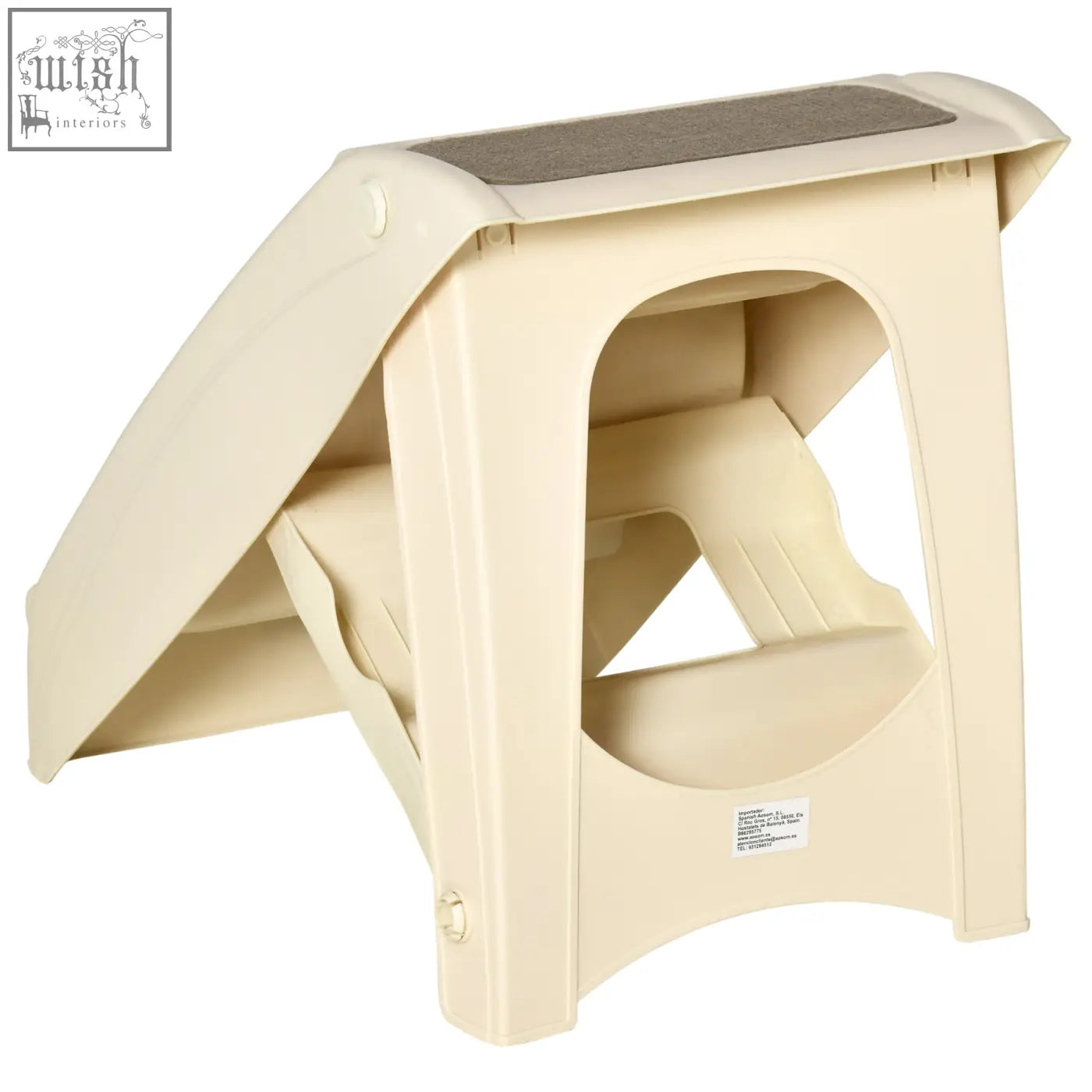 Beige plastic folding pet stairs with textured gray non-slip top for miniature dogs and small pets PawHut model
