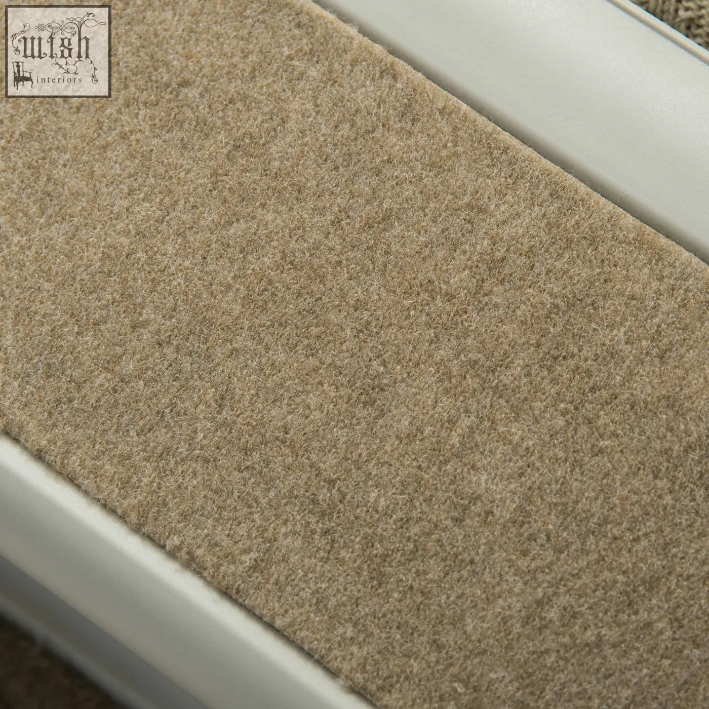 Beige textured carpeted steps on pawhut foldable four-step pet stairs with soft plush surface and non-slip feet