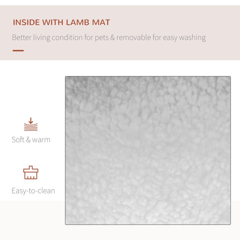 White lamb mat with soft fluffy texture and removable design for easy cleaning in pawhut dark blue pet carrier with mesh doors and storage bags