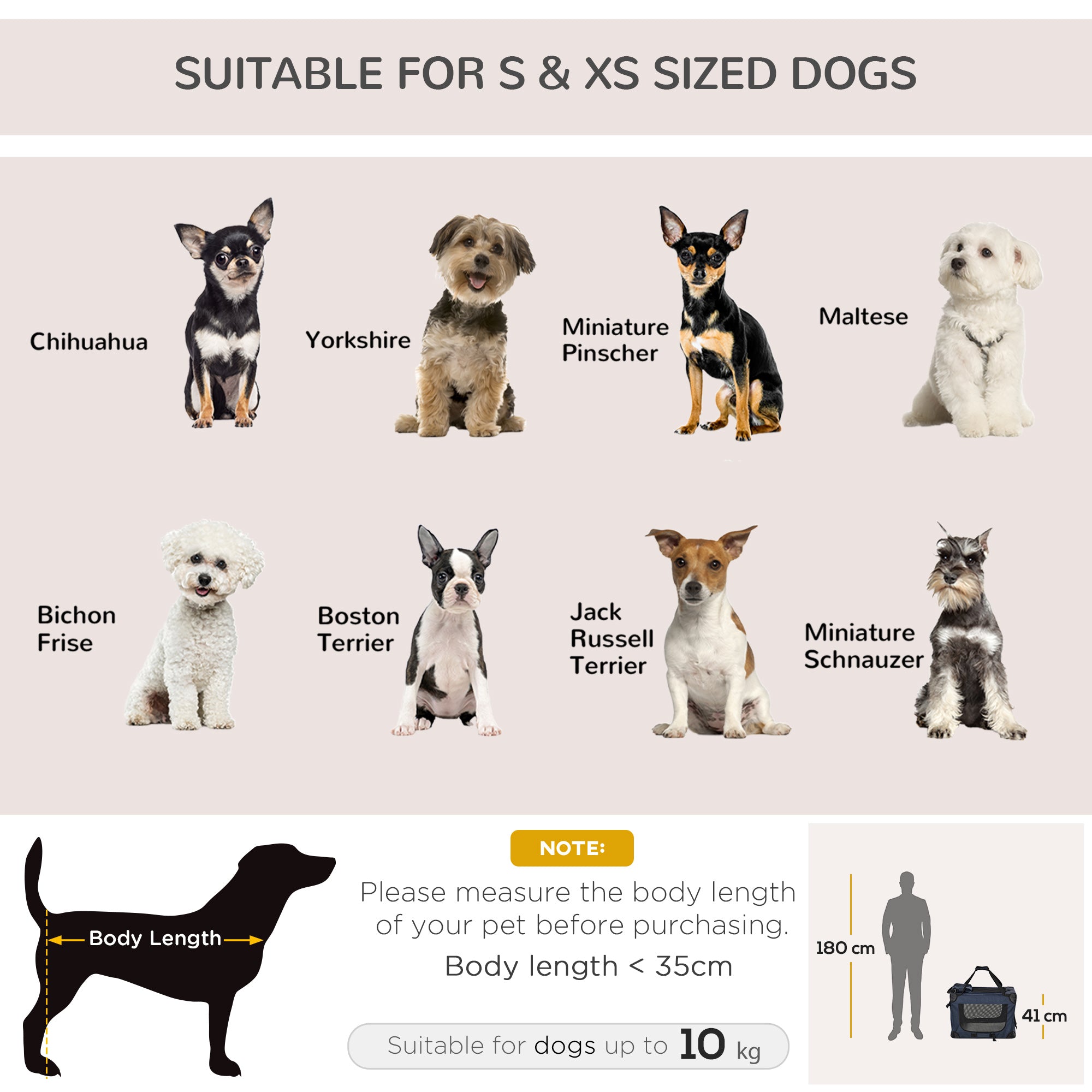 Black and white pawhut foldable pet carrier with mesh doors and storage bags for miniature dogs under 10 kg