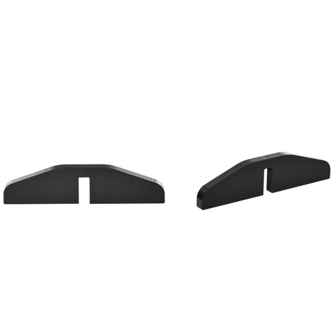 Black plastic rifle scope mounts with matte finish and angular design shown with sturdy hinges and support feet