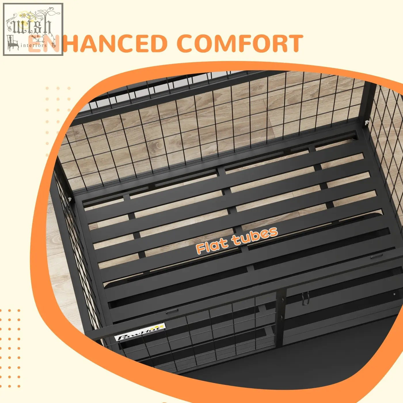Black metal dog crate with flat tube grid wire mesh 92l x 62wcm pawhut heavy duty crate on wheels with bowl holder