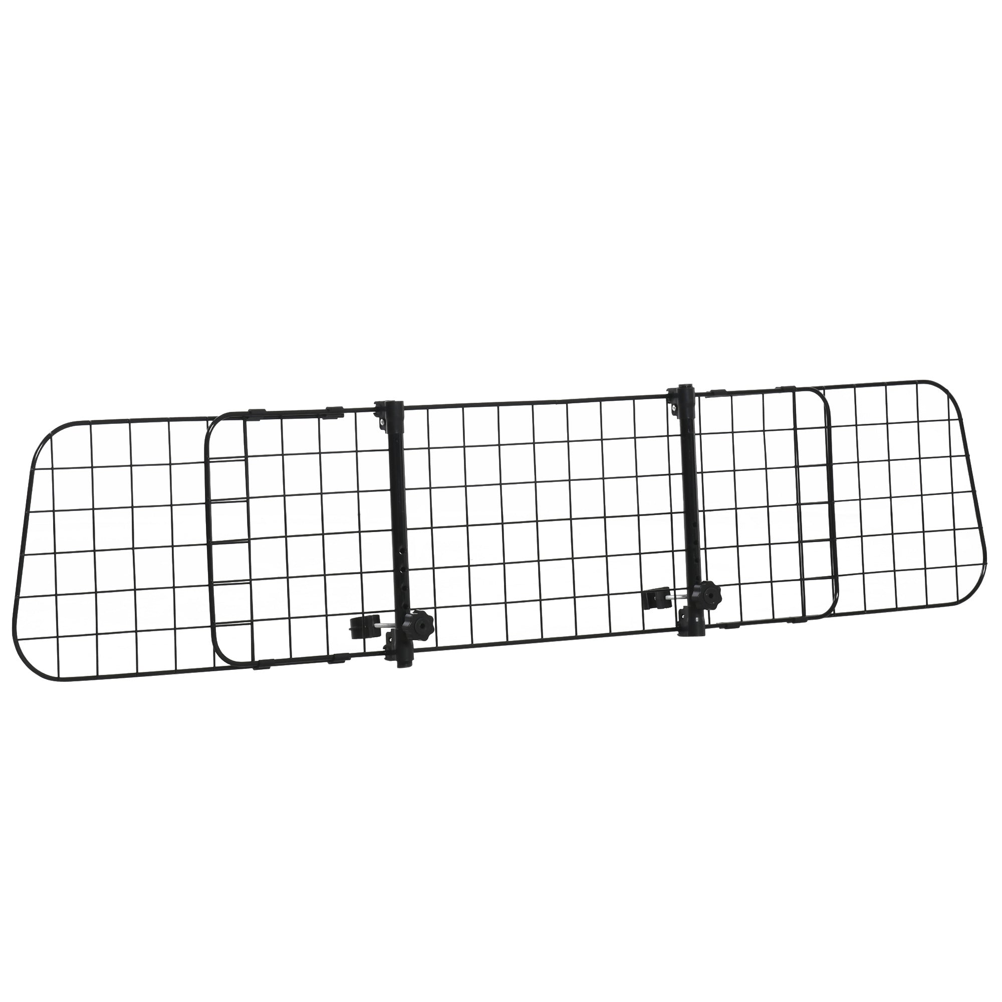 Black metal pet barrier with grid design and central lock for cars by pawhut heavy duty car pet barrier black