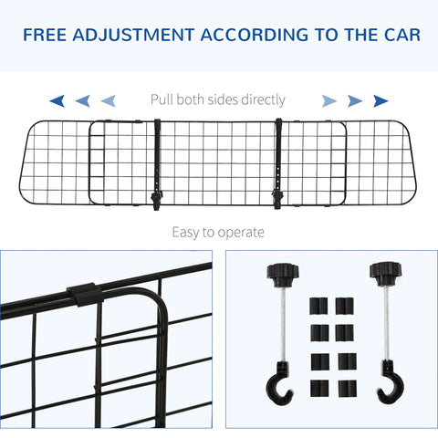 Black metal car roof rack with adjustable grid and mounting hardware for pawhut heavy duty pet barrier car pet use