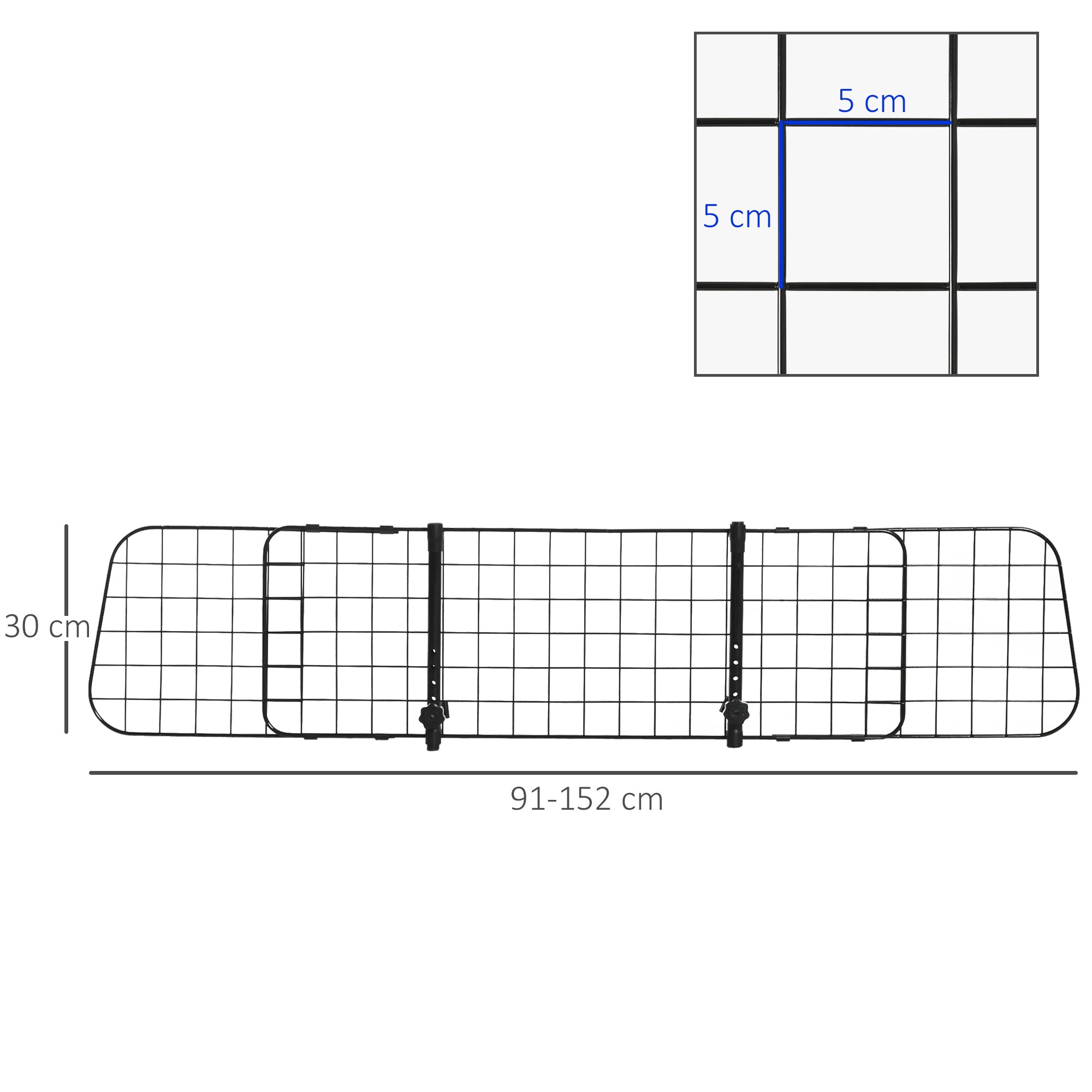 Black metal pawhut heavy duty pet barrier with grid design and adjustable side panels for car pet safety