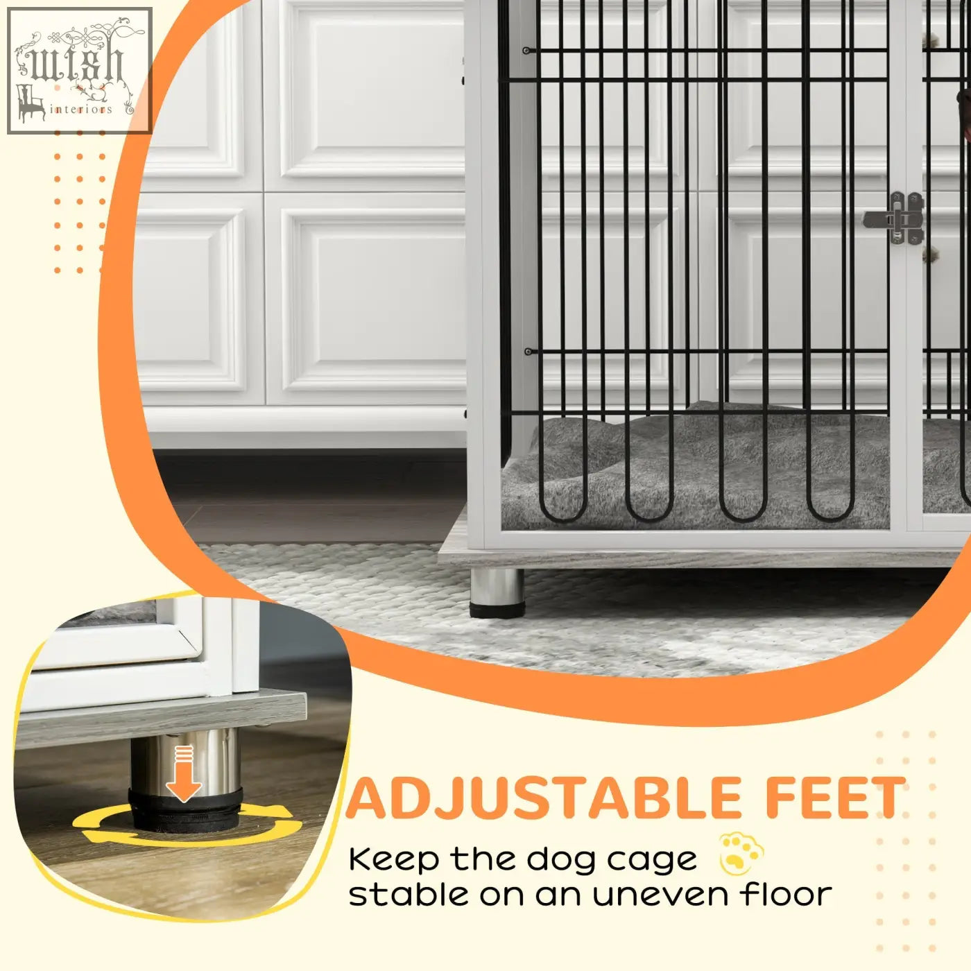 Black metal pawhut dog crate with steel wire lockable doors and adjustable feet to keep large dogs securely inside