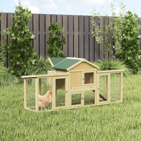 Pawhut large chicken coop with nesting box made of fir wood and wire mesh panels with green roof 28l x 28h