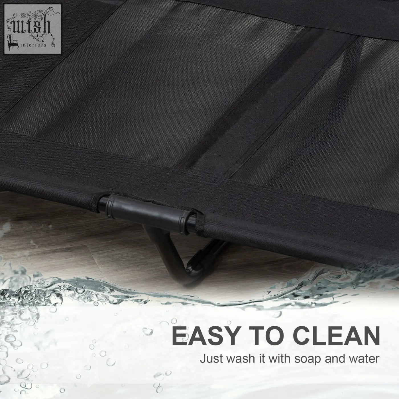 Black mesh pawhut pet bed with sturdy metal frame and oxford fabric perfect for indoor outdoor use