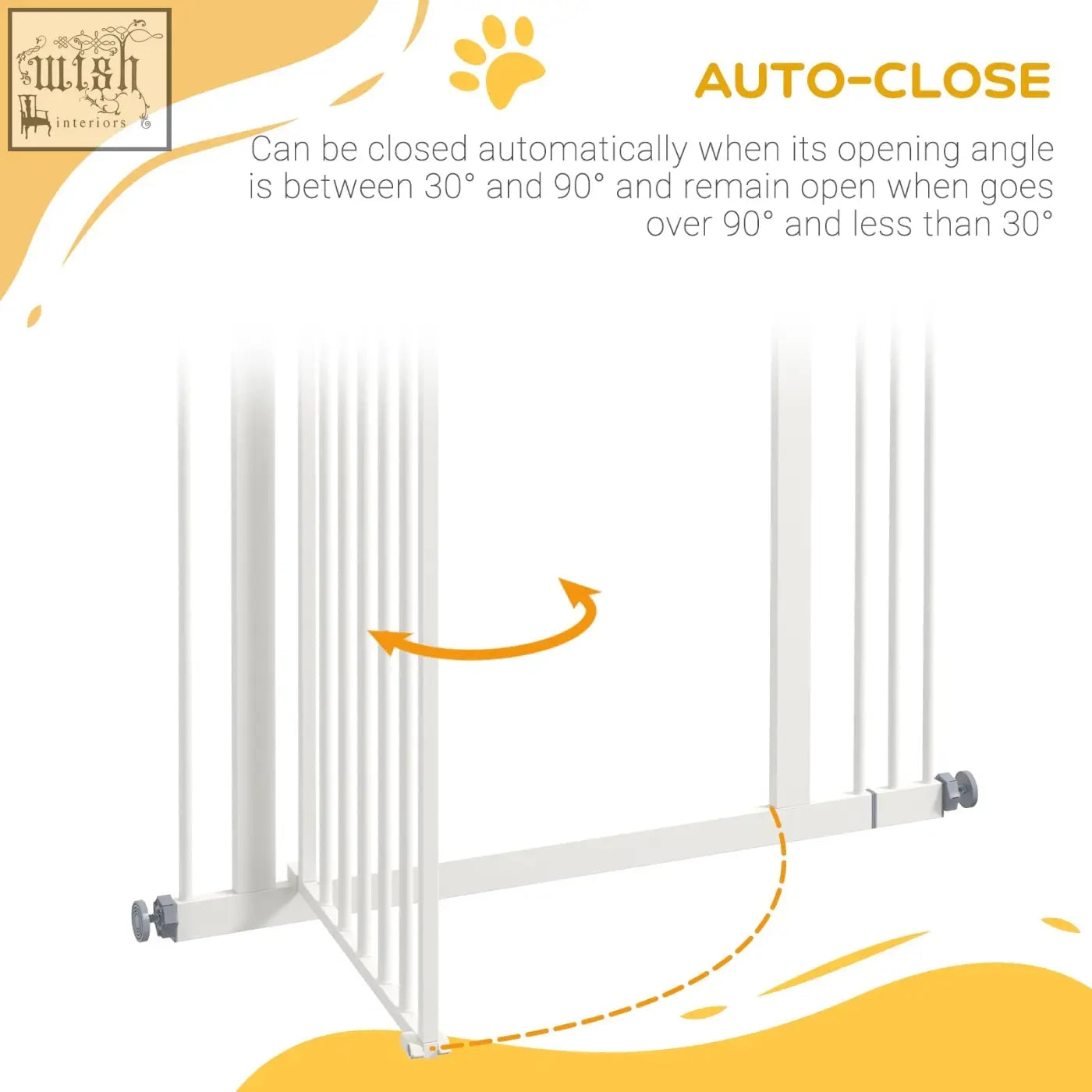 White pawhut metal safety gate with vertical slats adjustable feet and double locking mechanism for pets