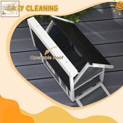 Pawhut outdoor cat house in white and black plastic with three doors and an openable asphalt roof for easy access