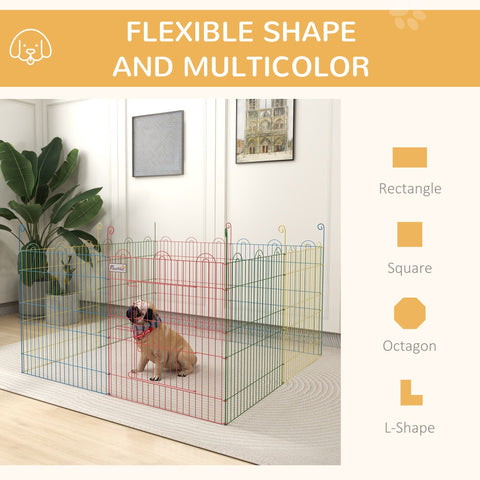 PawHut Pet Playpen Crate, with Eight Panels, Door, for Indoors and Outdoors, 60H x \'ce\'a6156cm