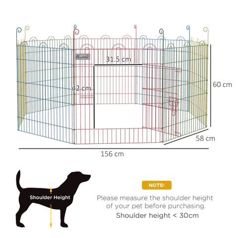PawHut Pet Playpen Crate, with Eight Panels, Door, for Indoors and Outdoors, 60H x \'ce\'a6156cm