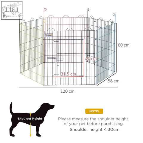 Pawhut pet playpen six panels 120 cm metal wire with curled tops for indoor and outdoor use