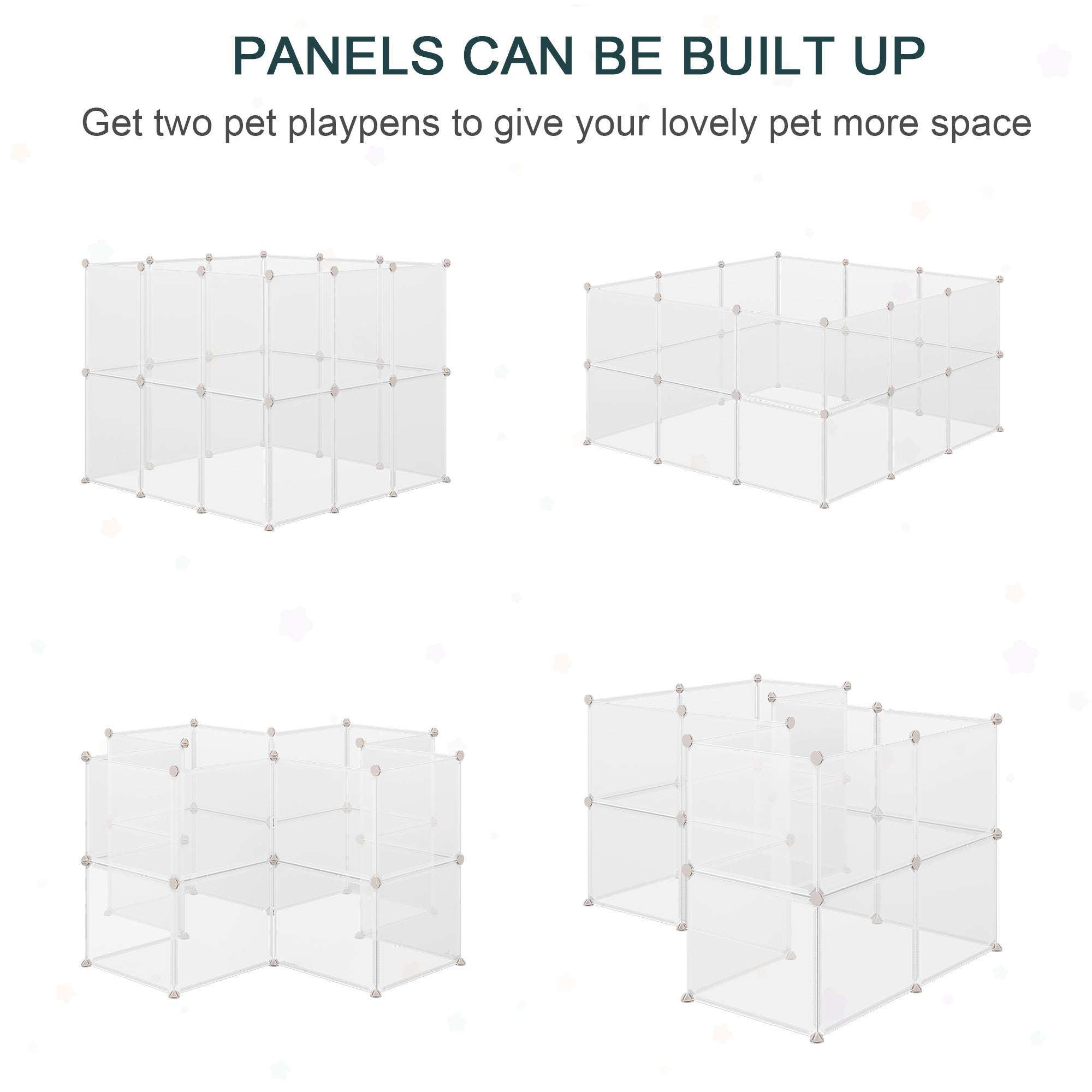 Clear plastic panels with silver metal connectors for pawhut diy design small animals playpen like guinea pig cage