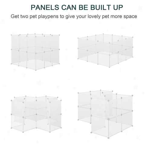 Clear plastic panels with silver metal connectors for pawhut diy design small animals playpen like guinea pig cage
