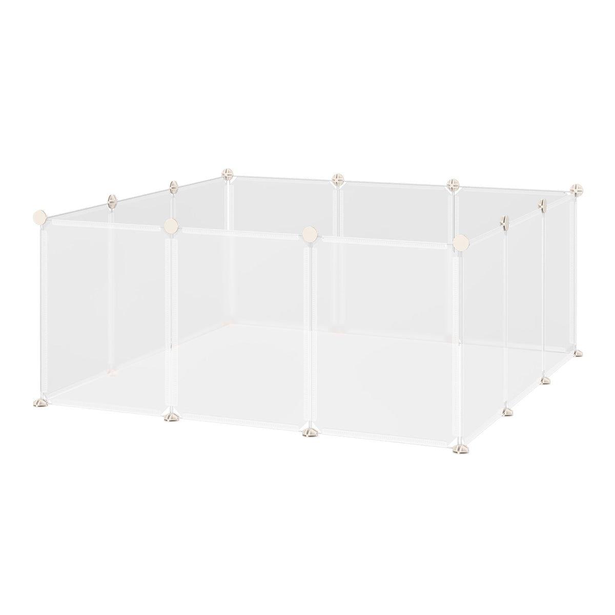 Clear plastic pawhut diy design playpen with white metal connectors for small animals like guinea pig and bunny