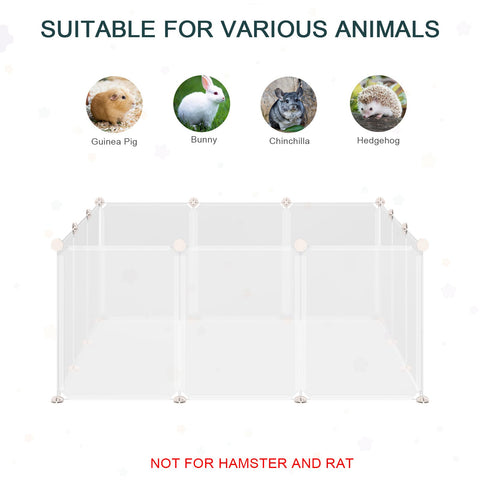 Clear plastic diy design modular pet playpen with 12 panels for guinea pig and small animals like hedgehogs and rabbits