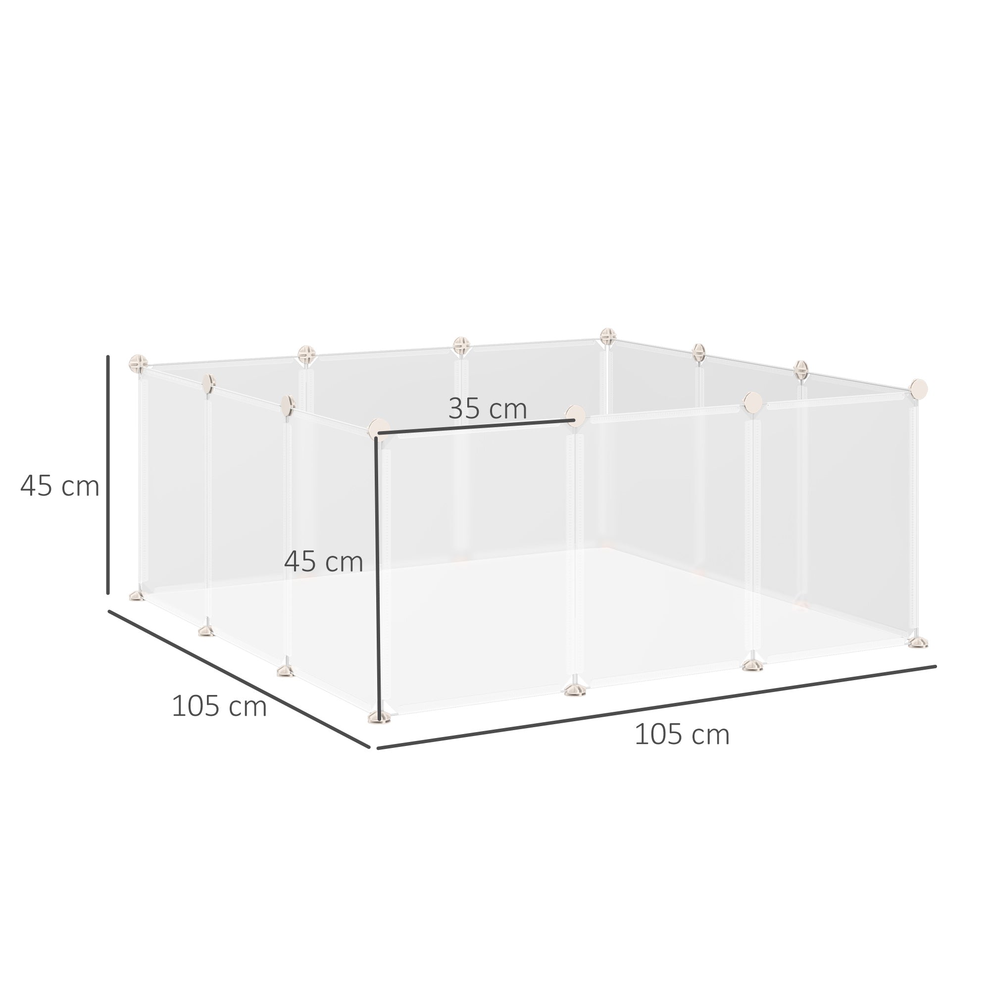 Clear plastic playpen with silver metal connectors diy design for guinea pig and small animals portable fence