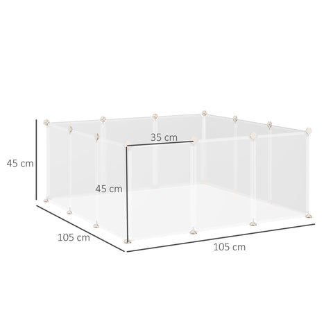 Clear plastic playpen with silver metal connectors diy design for guinea pig and small animals portable fence