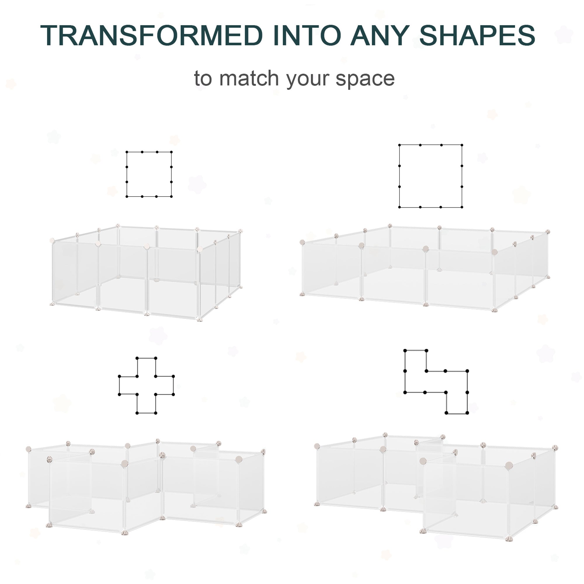 Clear plastic modular panels with silver connectors for pawhut diy design portable pet playpen for small animals like guinea pig
