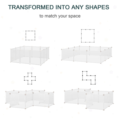 Clear plastic modular panels with silver connectors for pawhut diy design portable pet playpen for small animals like guinea pig
