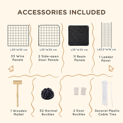Pawhut pet playpen with side-open door panels metal mesh cage for small animals like guinea pig in black color