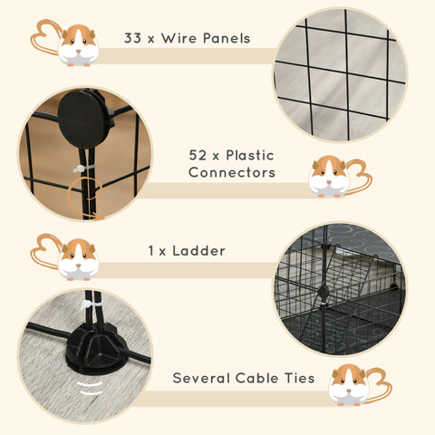 Black pawhut wire mesh storage unit with ladder base and plastic connectors for small animals like guinea pig playpen