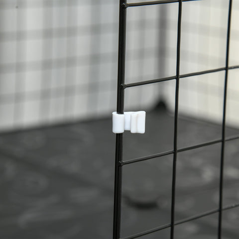 White plastic wire grid clip for black metal mesh pawhut pet playpen with side-open door panels for small animals guinea pig