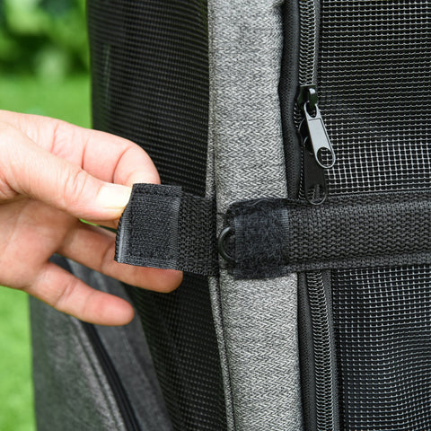Gray and black mesh pawhut pet travel backpack dog carrier with oxford cloth and velcro strap for easy movement