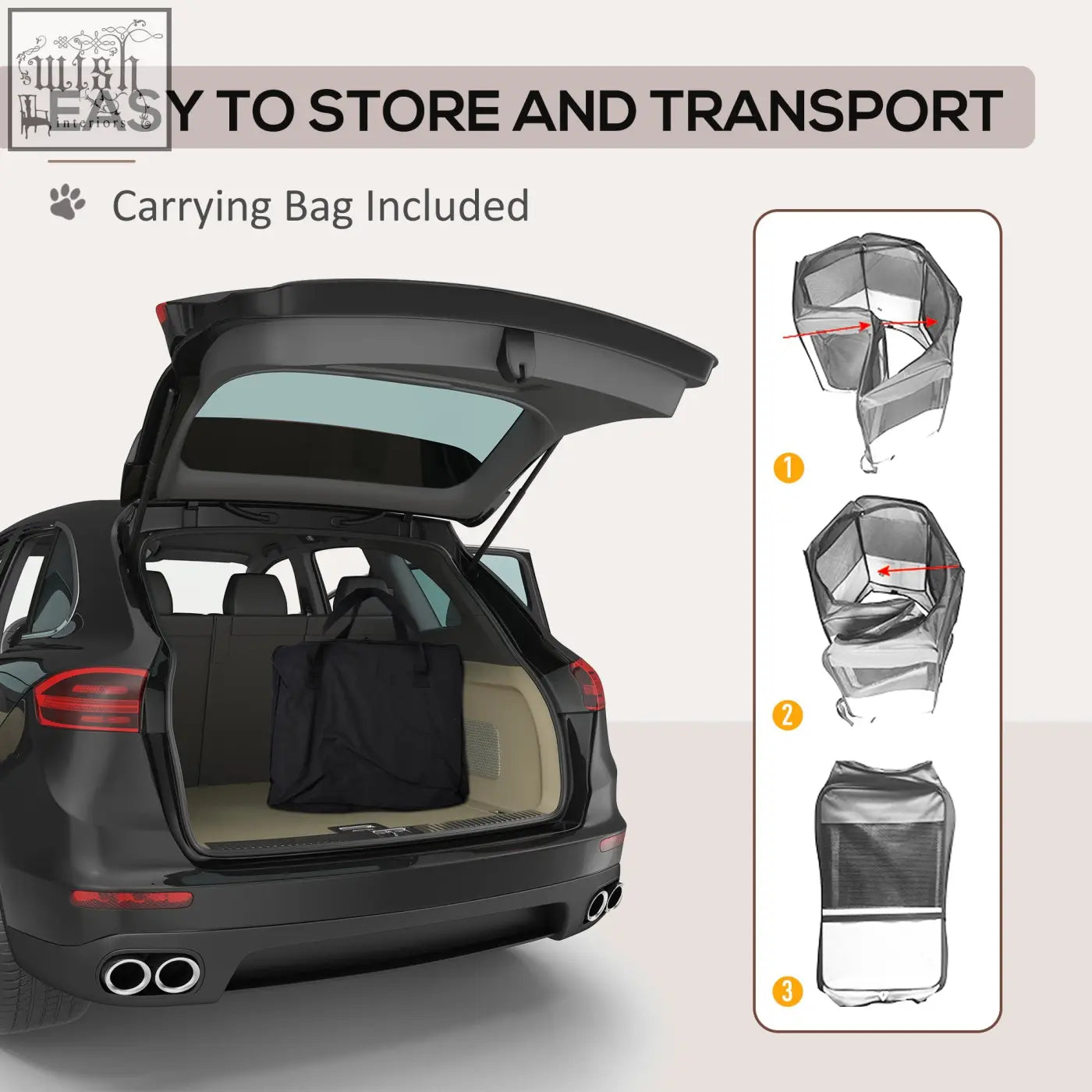 Black mesh pawhut portable pet carrier with steel frame 600d oxford fabric and collapsible design with carrying bag