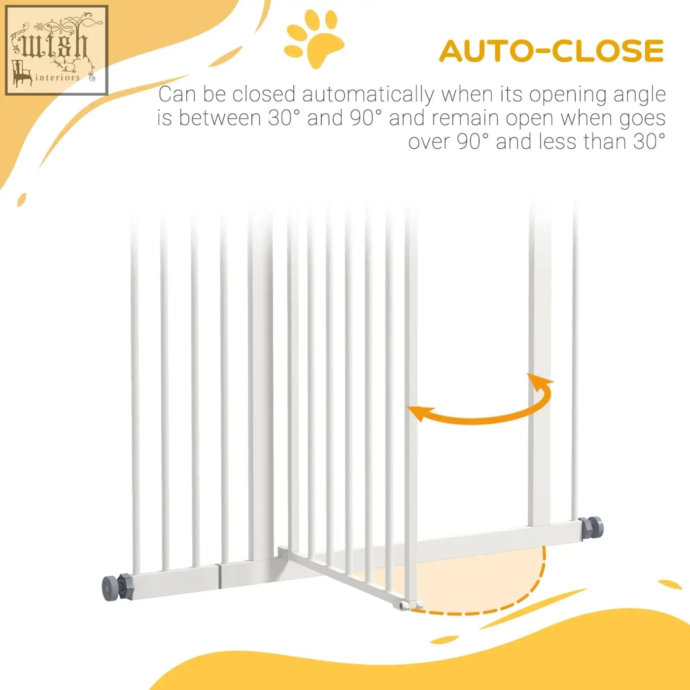 White pawhut safety gate with vertical bars gray end caps double locking mechanism for doorways and hallways