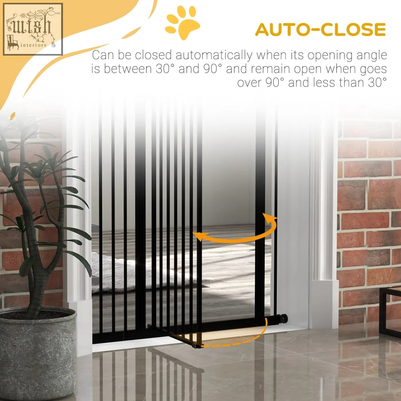 Black metal auto-close pawhut safety gate with double locking mechanism for doorways and hallways adjustable 74-94cm