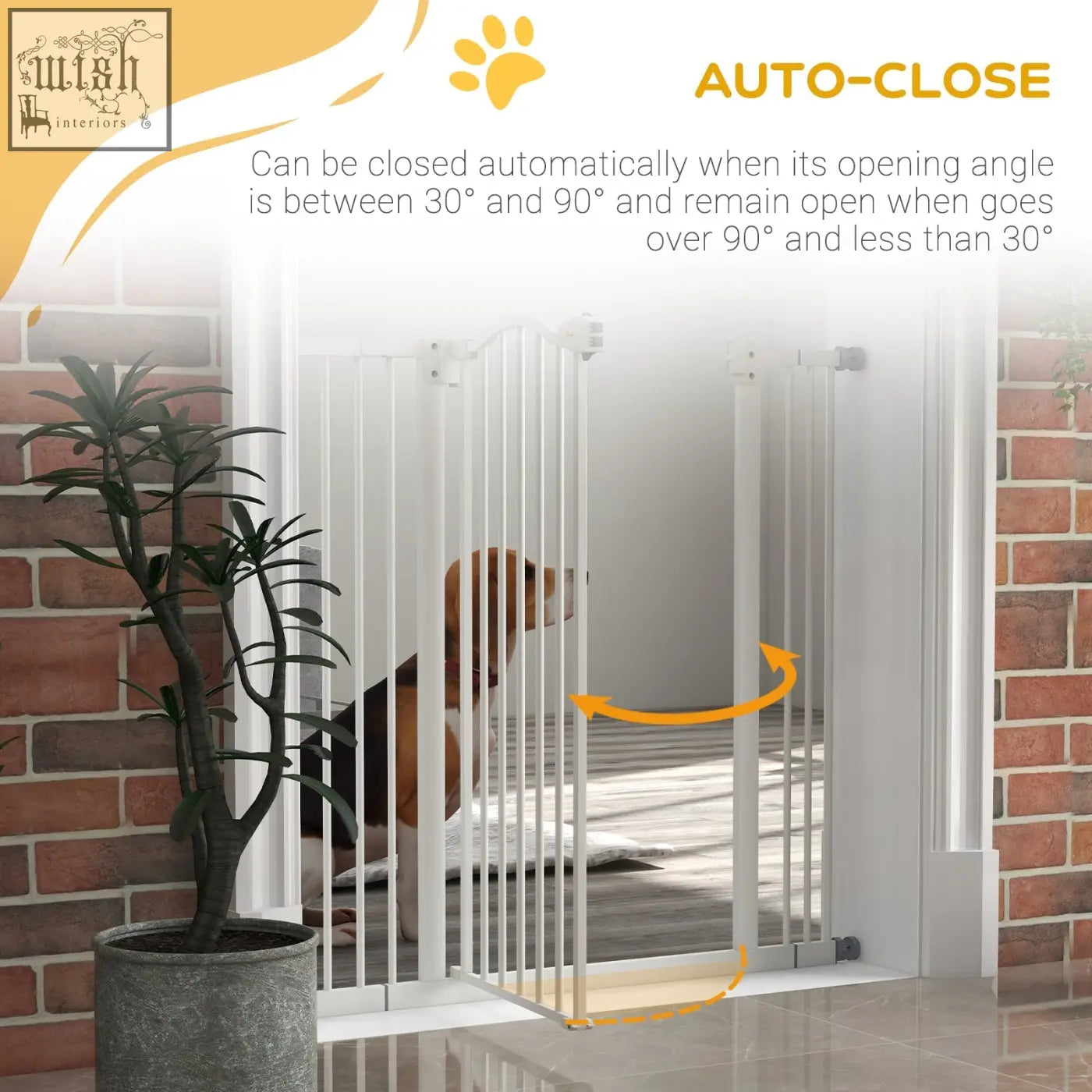 White pawhut safety gate with vertical bars and double locking mechanism for doorways and hallways