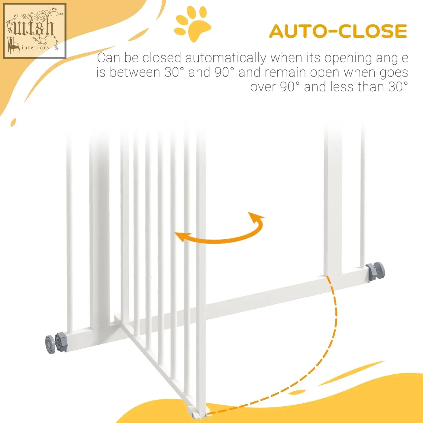 White pawhut pressure fit safety gate with double locking auto close and adjustable wheels for doorways and hallways