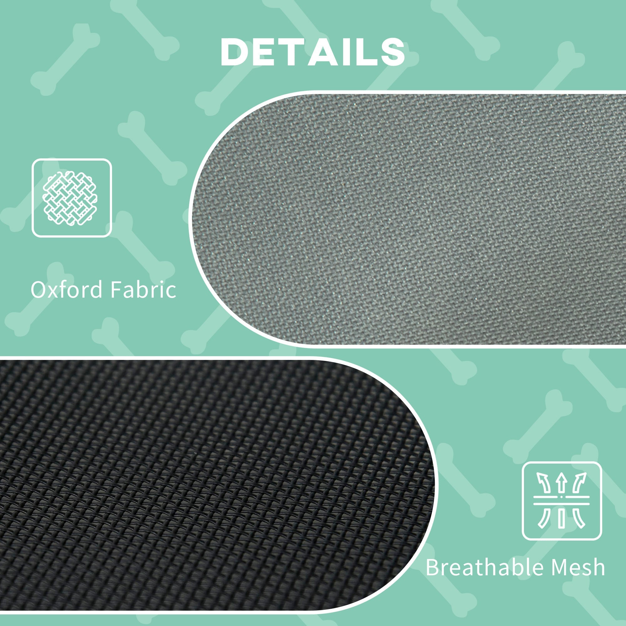 Pawhut elevated pet bed in grey with textured oxford fabric and breathable black mesh for small dogs