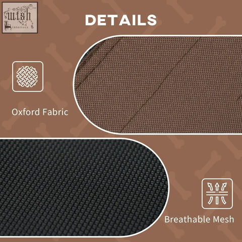 Brown and black oxford fabric with breathable mesh on pawhut elevated dog bed for large dogs with uv canopy