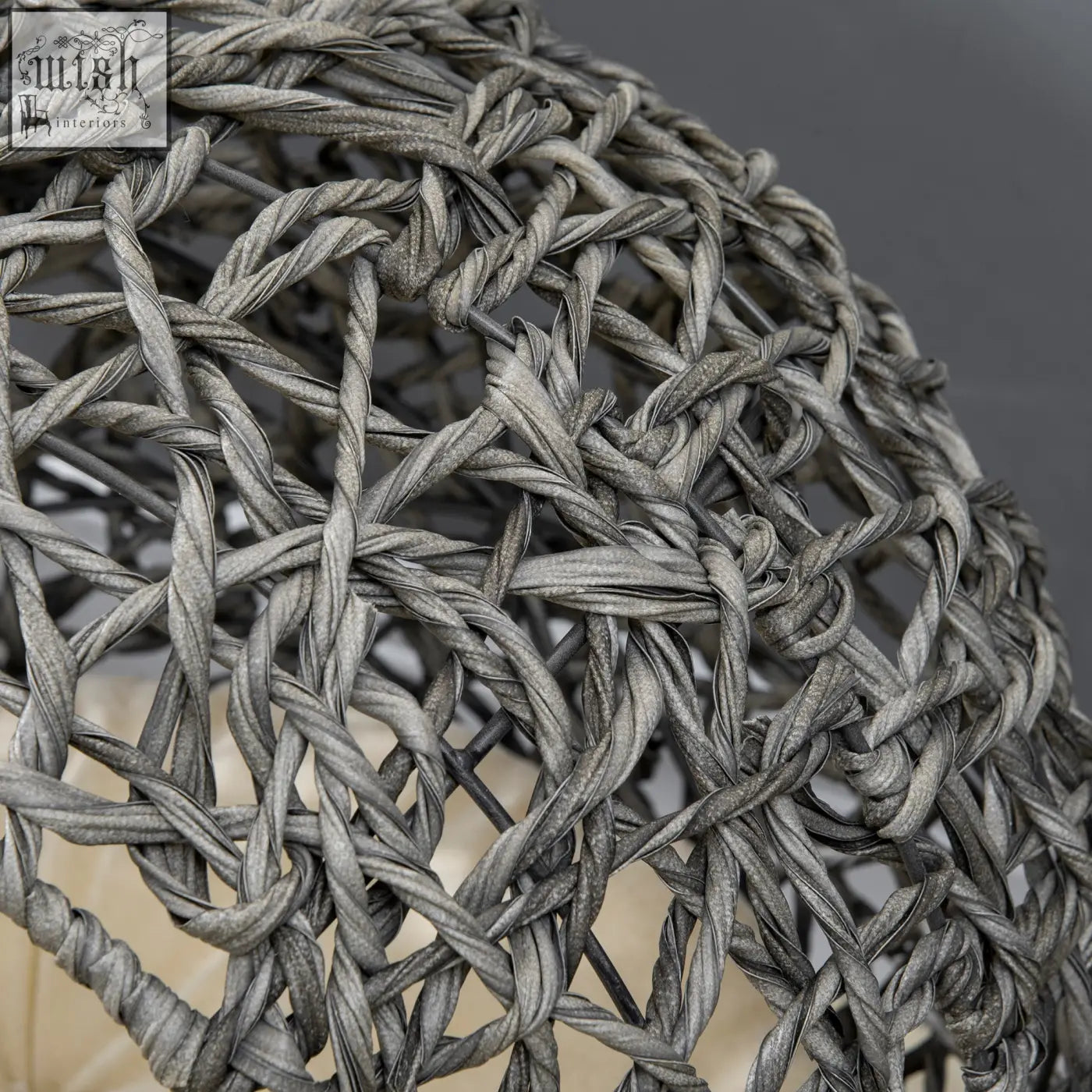 Gray hand woven woven wicker lampshade with twisted rope design for pawhut rattan elevated pet bed cooler pets