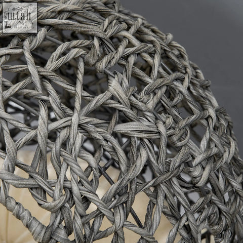 Gray hand woven woven wicker lampshade with twisted rope design for pawhut rattan elevated pet bed cooler pets