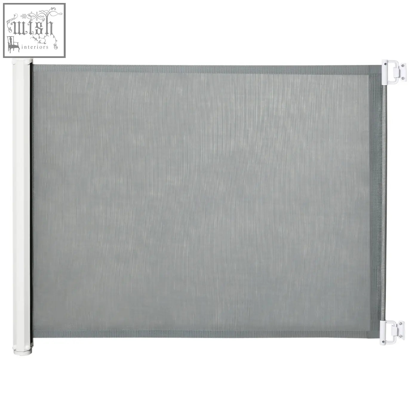 Gray mesh pawhut retractable pet gate with durable steel white frame and side brackets for doors and stairs