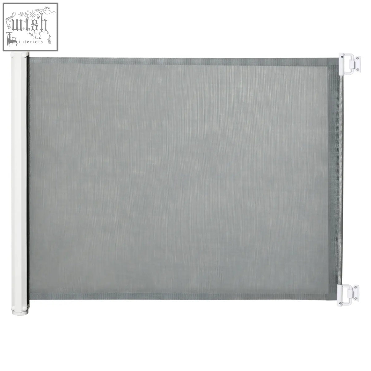 Gray mesh pawhut retractable pet gate with durable steel white frame and side brackets for doors and stairs
