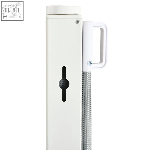 White plastic wall-mounted height measurement device with silver tape and handle for pawhut durable steel pet gate use