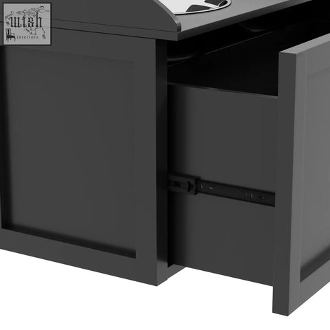 Black matte desk drawer with metal slides for pawhut stainless steel raised dog bowls and 21l storage drawer
