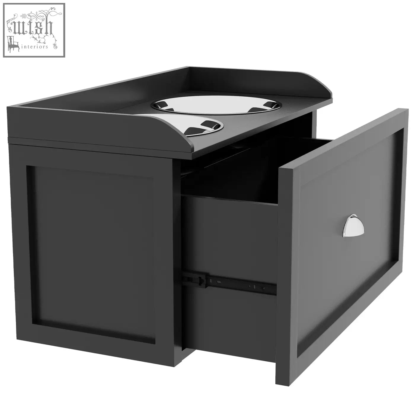 Black pawhut raised dog bowls with stainless steel inserts and 21l storage drawer for large dogs and cats