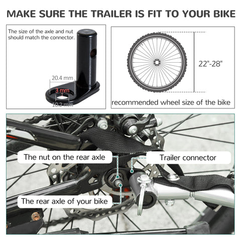 PawHut Steel Dog Bike Trailer Pet Cart Carrier for Bicycle Kit Water Resistant with Hitch Coupler Travel Black and Red